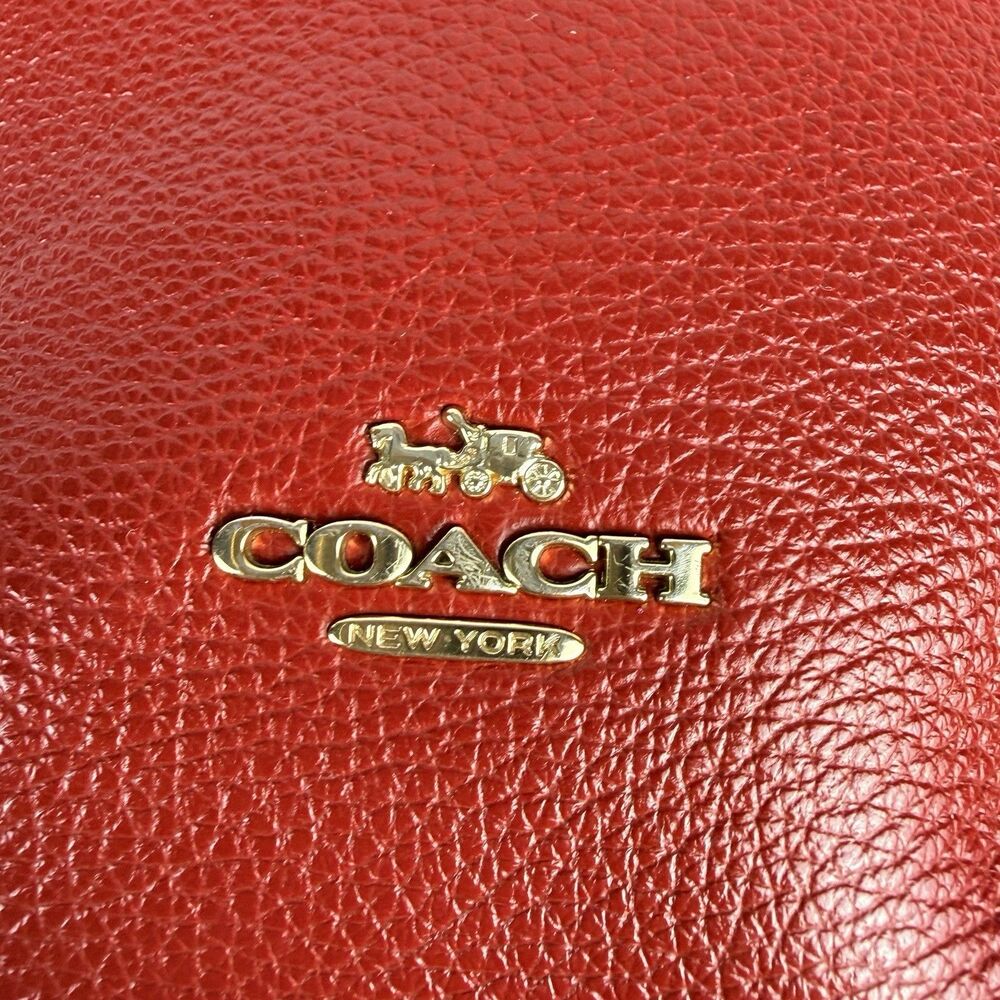 COACH C2818 Val Duffle Shoulder Bag in Pebble Red Leather 4"x12"x10" EUC - Picture 2 of 16